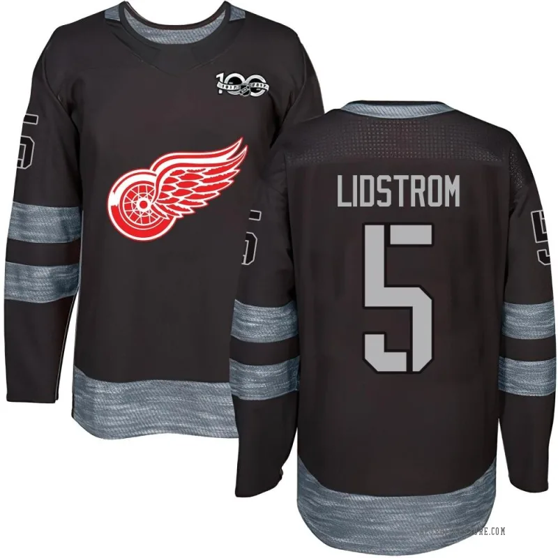 Black Youth Nicklas Lidstrom Detroit Red Wings Authentic 1917-2017 100th Anniversary Jersey