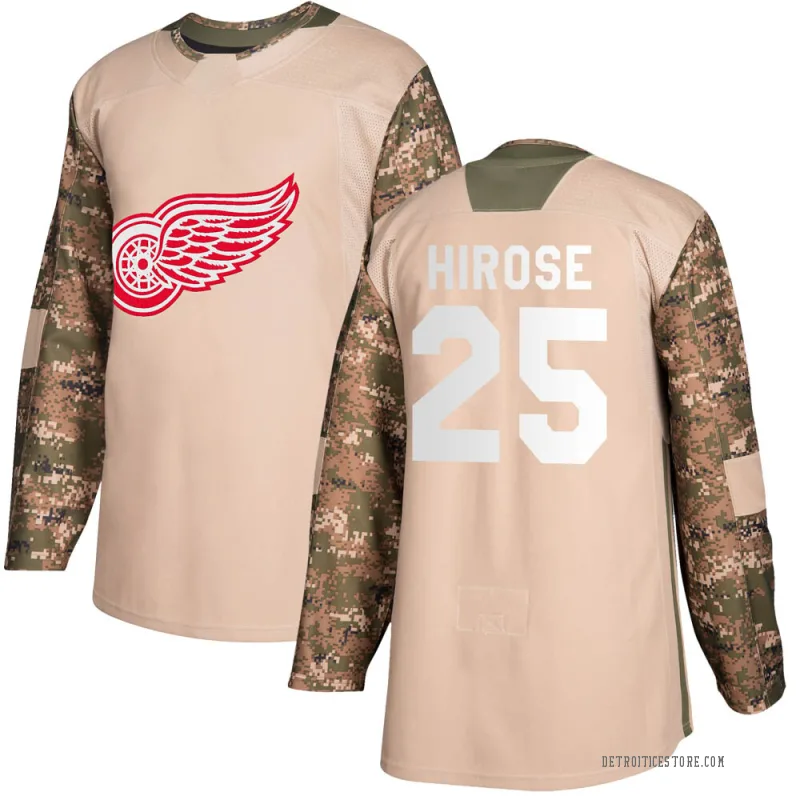 Camo Youth Taro Hirose Detroit Red Wings Authentic Veterans Day Practice Jersey