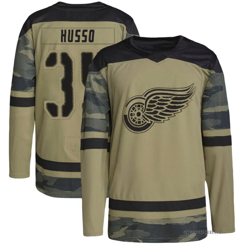 Camo Youth Ville Husso Detroit Red Wings Authentic Military Appreciation Practice Jersey