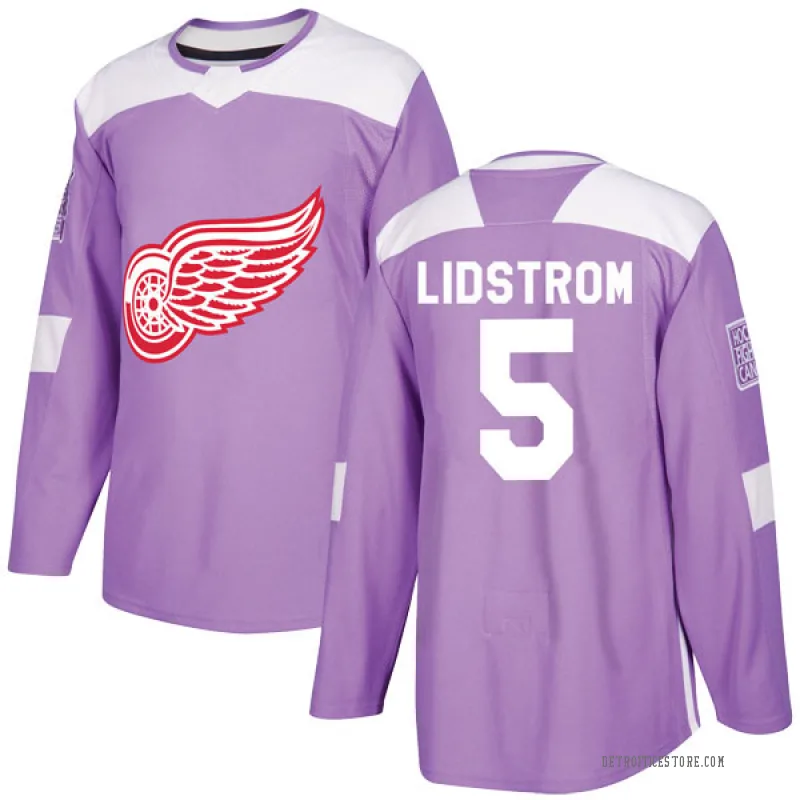 Purple Youth Nicklas Lidstrom Detroit Red Wings Authentic Hockey Fights Cancer Practice Jersey