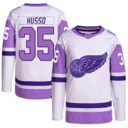 White/Purple Youth Ville Husso Detroit Red Wings Authentic Hockey Fights Cancer Primegreen Jersey